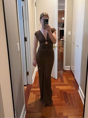 Michael Kors Collection Brown Ruched Gown